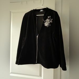 Plus Size Velvet Black Zip Up | Y2K Clothing